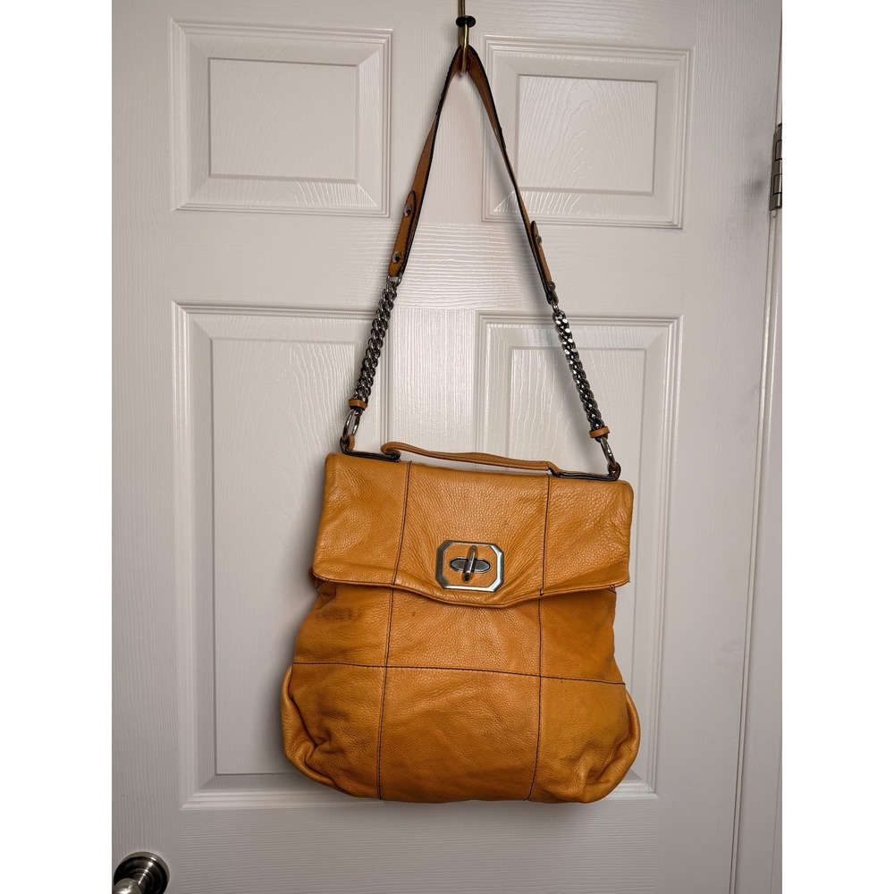 OrYany Genuine Leather Large Shoulder Bag Yellow MultiZip Silver Hardware CS0600